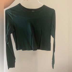 Forest Green Long Sleeve Crop Top